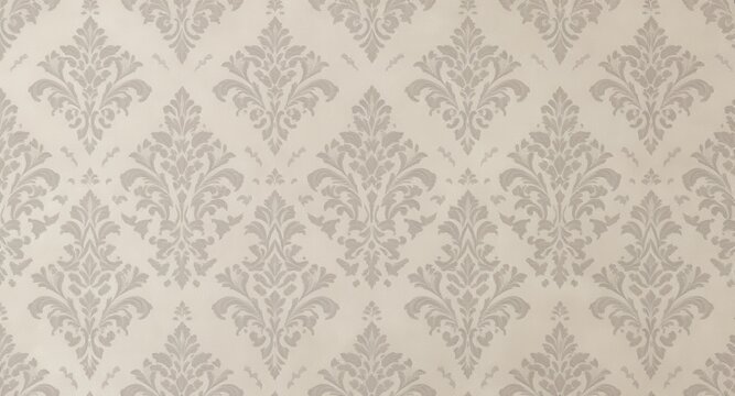 Fototapeta Elegant Damask Wallpaper Beige Grey Floral Pattern for Walls