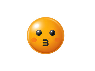 Fototapeta premium A Glossy Orange Emoji Blowing a Kiss With 3 Symbol, PNG