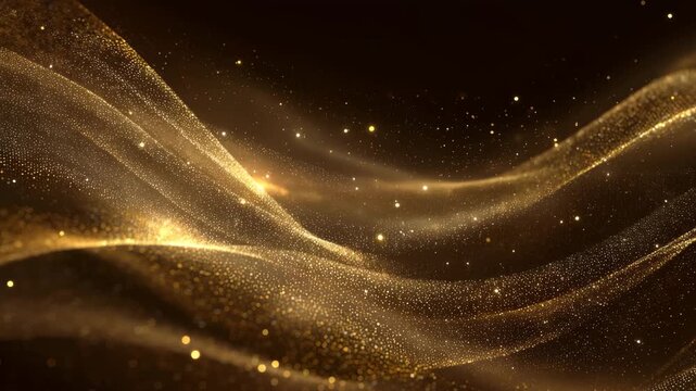Abstract luxury gold background with elegant flowing particle wave and shimmering glitter
