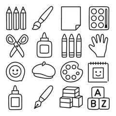 Arts and crafts tools icons