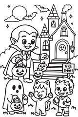 Halloween Trick-or-Treat Coloring Page