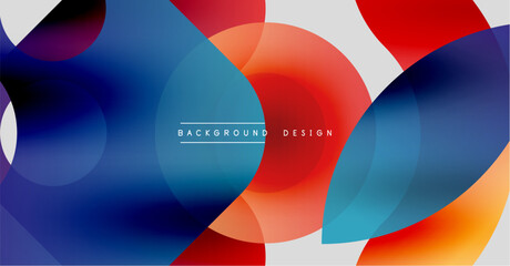 Fototapeta premium Abstract fluid shapes overlap. Vibrant colors blend, creating dynamic composition. Modern design element for backgrounds.