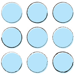 Circle grunge stamp set. Round vector isolated on white background vector. Collection for grunge badge, seal, ink and stamp design template. Round grunge hand drawn circle shape, vector EPS 10