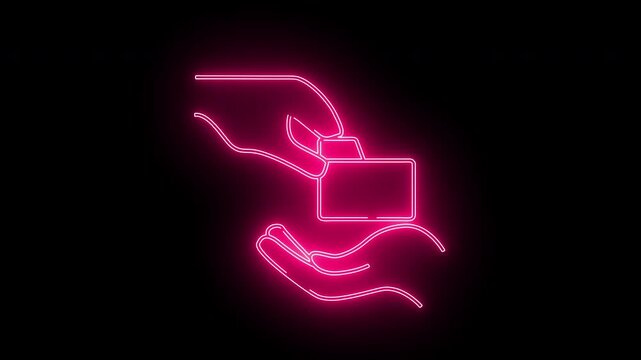 give and take icon and folder icon with neon effect