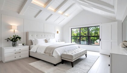 Bright, spacious bedroom with vaulted ceiling