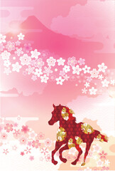 午　年賀状　干支　背景