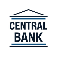 Obraz premium Vector art of the bold text central bank is displayed prominently within a stylized architectural design, suggesting a financial institution