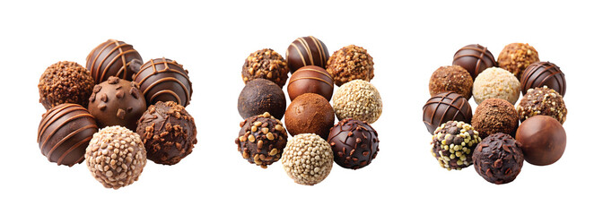 Obraz premium Vegan Chocolate Truffles: PNG of a set of vegan chocolate truffles, realistic textures, sharp edges.