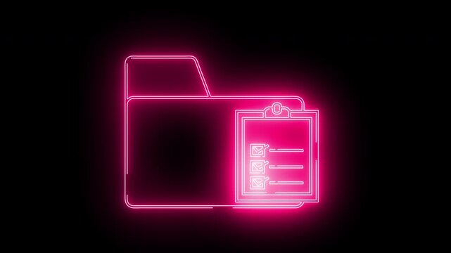 document board icon and folder icon with neon effect