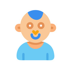Obraz premium Vector art of a cute baby face with blue hair and a blue shirt, depicted as a simple flat icon