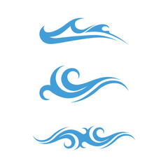 Elegant wave water vector logo design with flowing abstract blue ocean shapes