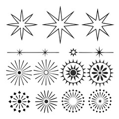 Collection of starburst and sunburst decorative elements