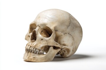 Human Skull Anatomical Model on White Background for Medical or Educational Purposes