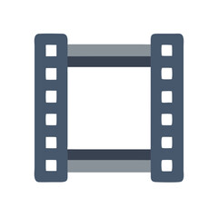 Obraz premium Vector art of a simple blue and gray graphic icon representing a film reel with perforations on the sides