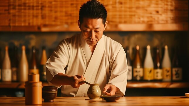 Masterful japanese tea ceremony preparation