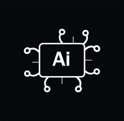 A minimalist vector icon of a microchip with bold 