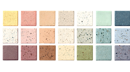 Textured paving stone samples, isolated on transparent background