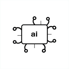 A clean and simple line-art vector icon of a microchip with the text 