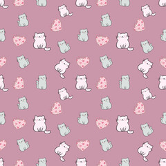 Obraz premium Seamless pattern, cute cat pattern, pastel tones