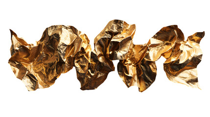 Crumpled Gold Foil, isolated on transparent background