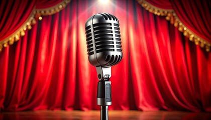 Retro microphone on stage