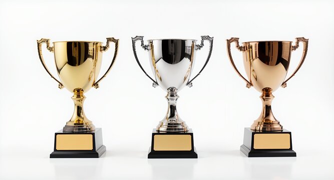 Gold, Silver, Bronze Trophy Awards Customizable Winners Cups for Competitions