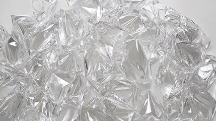 Abstract Background of Crinkled Clear Plastic Sheets with Silver Reflection effect