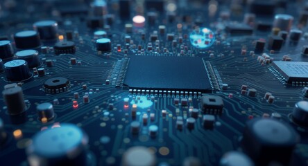 High-Tech Circuit Board Advanced Microchip Electronics Technology