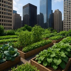 Rooftop garden in city