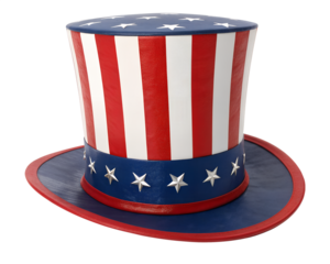 American flag top hat patriotic symbol isolated on transparent background
