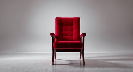 Luxurious Red Velvet Button Tufted Armchair Modern Statement Chair