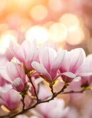 Obraz premium Blossoming magnolia in sunlight