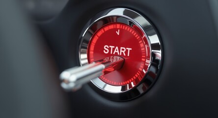 Push to Start Ignition Button Modern Car Interior Detail
