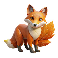 Adorable cartoon fox with fluffy tail and bright eyes a charming woodland creature isolated on transparent background
