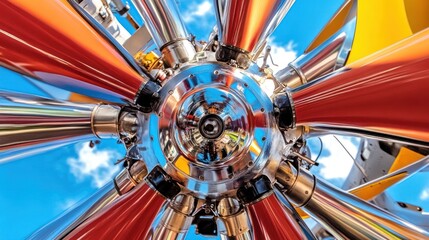 Intricate radial engine design showcasing a symphony of metal and engineering