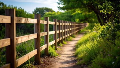 Wooden fence, pathway, nature