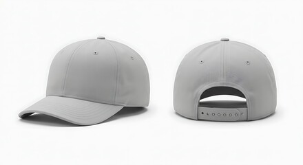 Fototapeta premium Blank grey baseball cap front and back views
