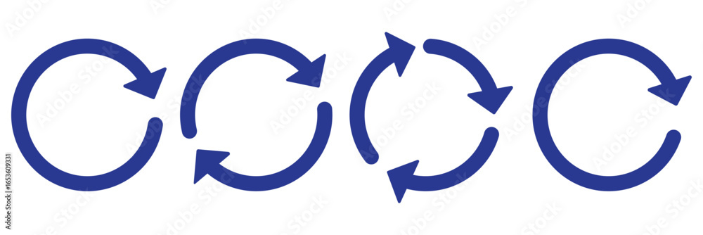 Sticker circle arrow icon set. symbol of reload, refresh, loading, recycle, and repeat. interconnecting roun