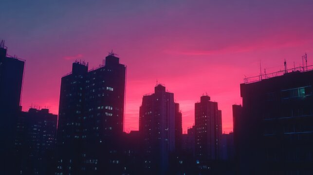 City Skyline Sunset Silhouette