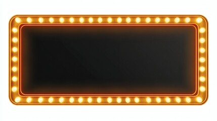 Bright Retro Marquee Sign with Light Bulbs on Black Background