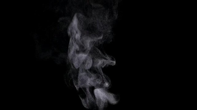 黒背景から蒸気が上がるスローモーション動画