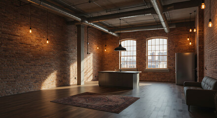 Sunlit Industrial Loft Apartment Interior Design