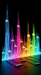 Radiant spectral composition revealing digital sonic landscape visualization