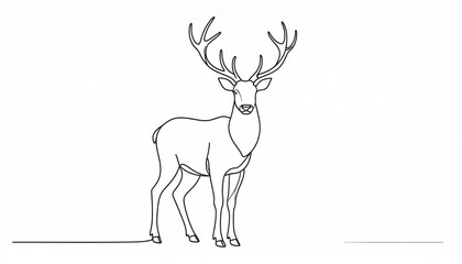 Continuous Line Drawing of a Deer on an Isolated White Background