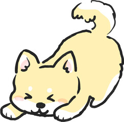 おしりをあげて嬉しそうな茶柴のイラスト　犬のイラスト