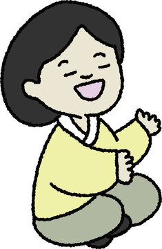 즐거운 한국 명절 전통 복장의 남자 일러스트
