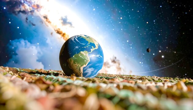 Earth amidst cosmic debris