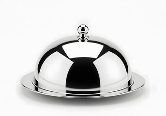 Obraz premium Elegant Silver Cloche on White Background