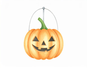 Fototapeta premium ハロウィンのジャック・オー・ランタン 水彩画風