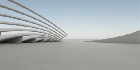 Obraz premium Modern Architectural Structure with Curved Elements and Open Space